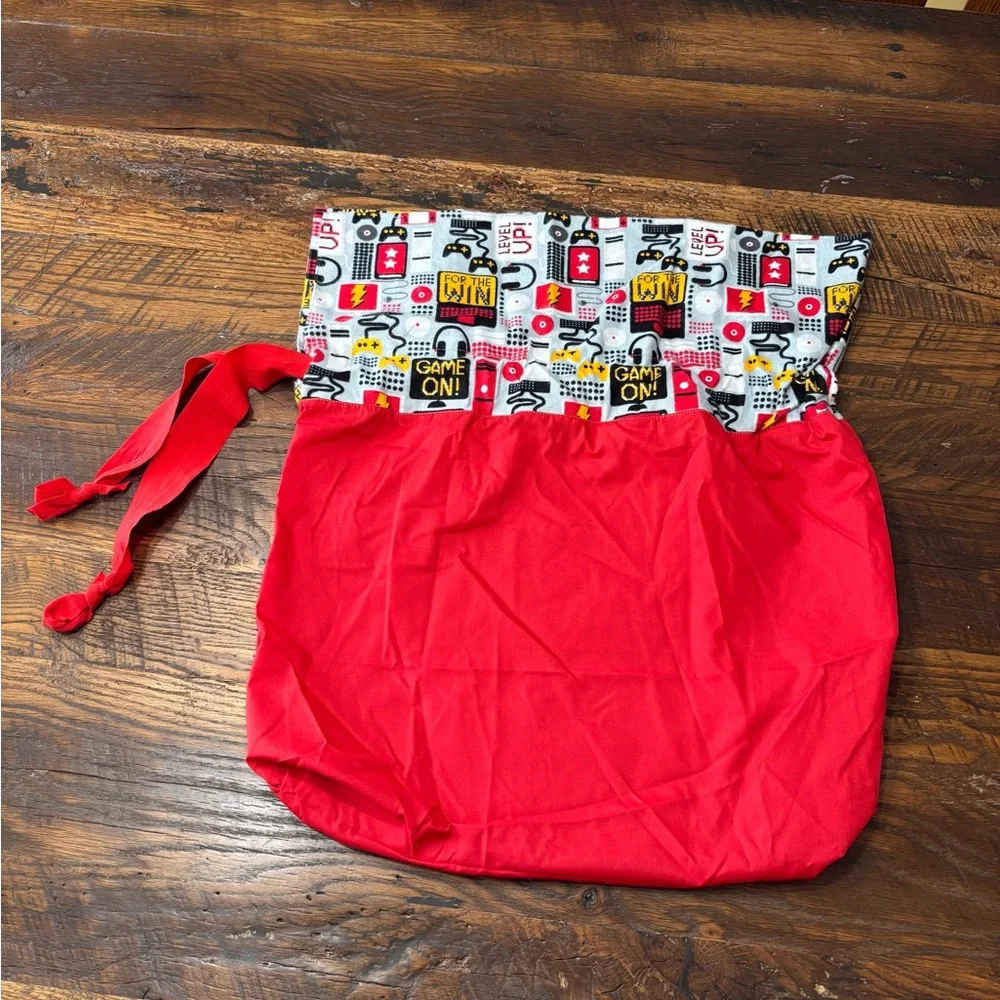 14”x14” Handmade Cotton Drawstring Gift Bag - Gaming Theme